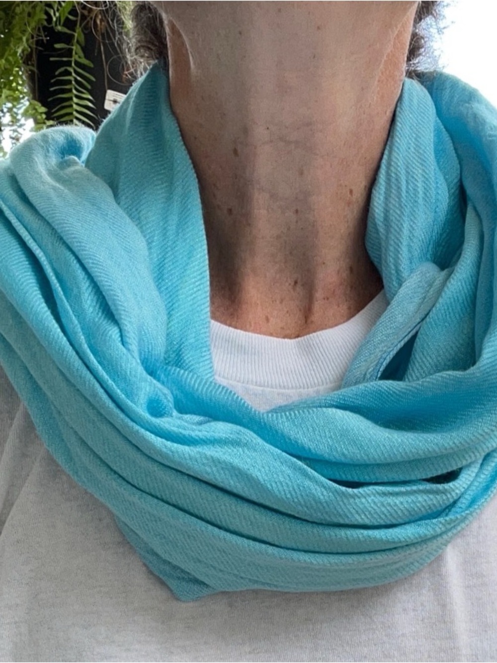 Light Aqua Fringe Scarf | Soft Lightweight Wrap Shawl